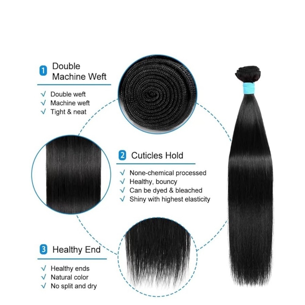 14 Inch Brazilian Human Hair  Unprocessed Natural Straight black Hair Bu… - Picture 10 of 10
